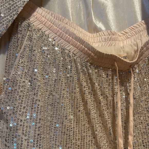 Main Strip 2 piece sequin set - blazer & jogger - champagne size large  - Picture 5 of 7